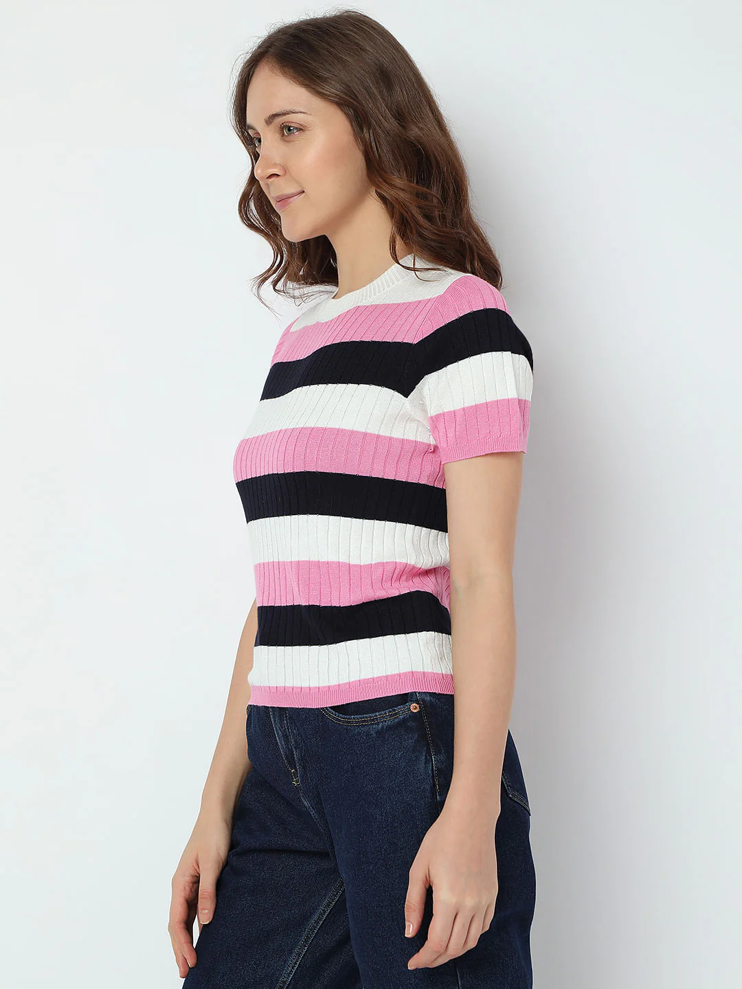 White Colourblocked Knit Top - Image 3