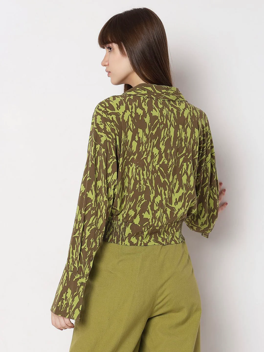 Green Animal Print Cropped Top - Image 4