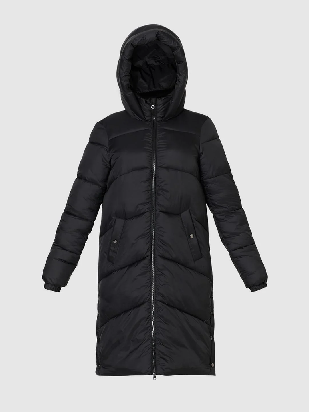 Black Long Hooded Puffer Coat - Image 6