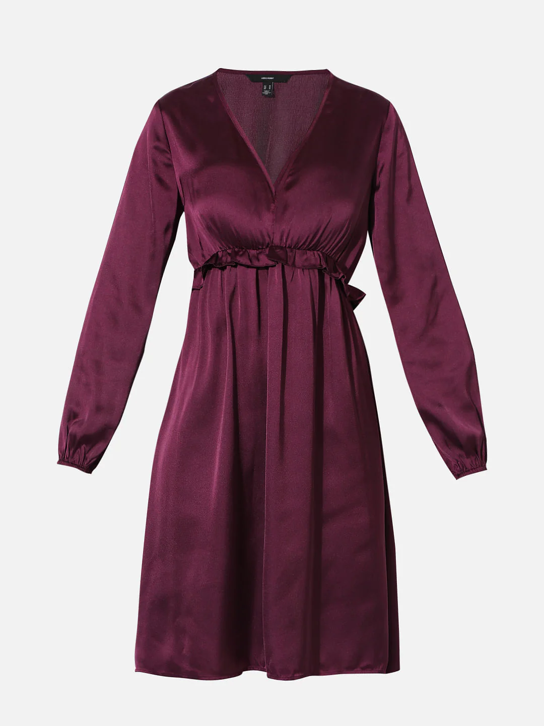 Dark Purple V-Neck Satin Dress - Image 7