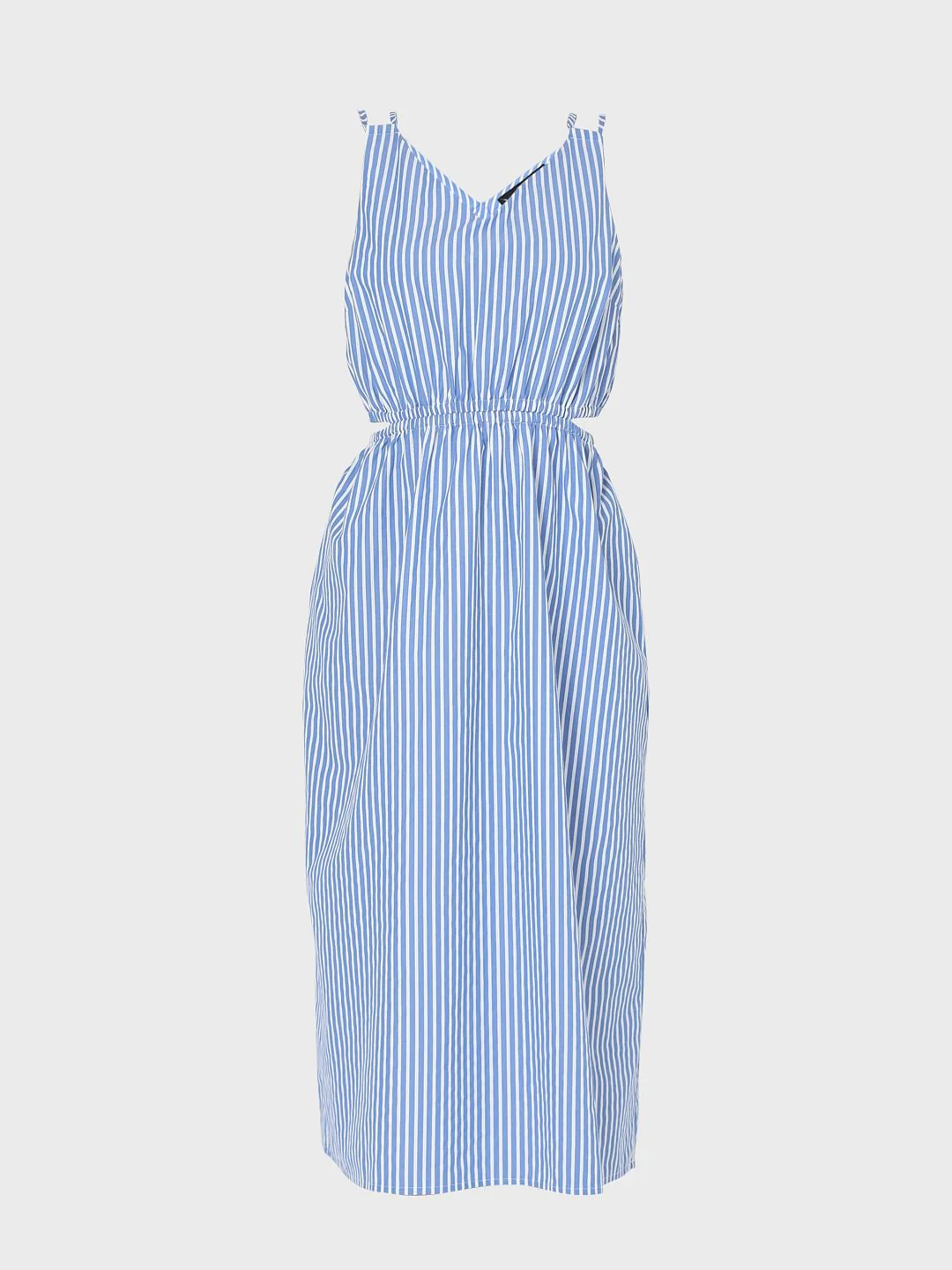 White & Blue Striped Midi Dress - Image 6