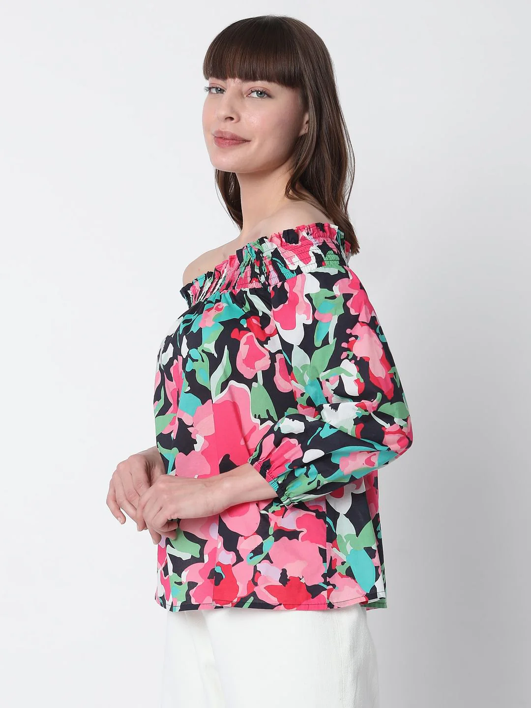 Pink Off-Shoulder Floral Top - Image 2