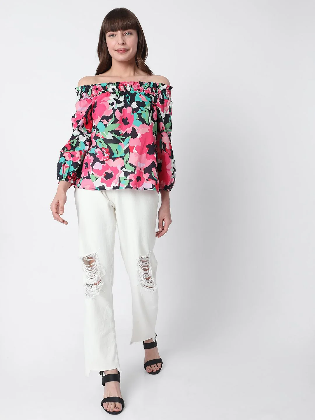 Pink Off-Shoulder Floral Top - Image 4