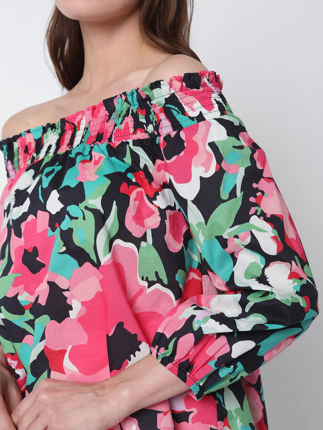 Pink Off-Shoulder Floral Top - Image 5