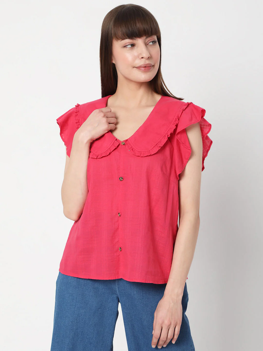 Pink Peter Pan Collar Top - Image 2