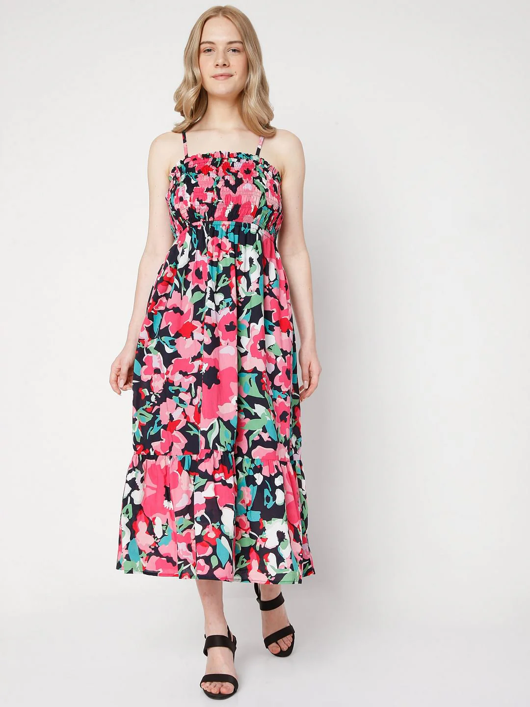 Pink Floral Strappy Dress - Image 2