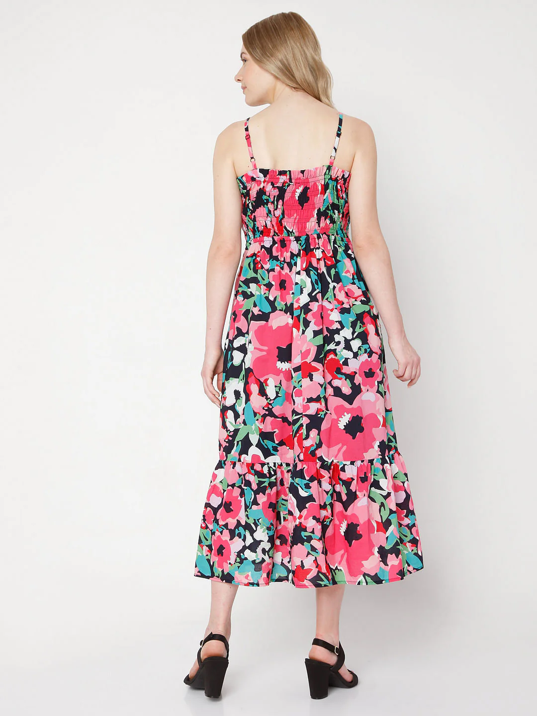Pink Floral Strappy Dress - Image 4