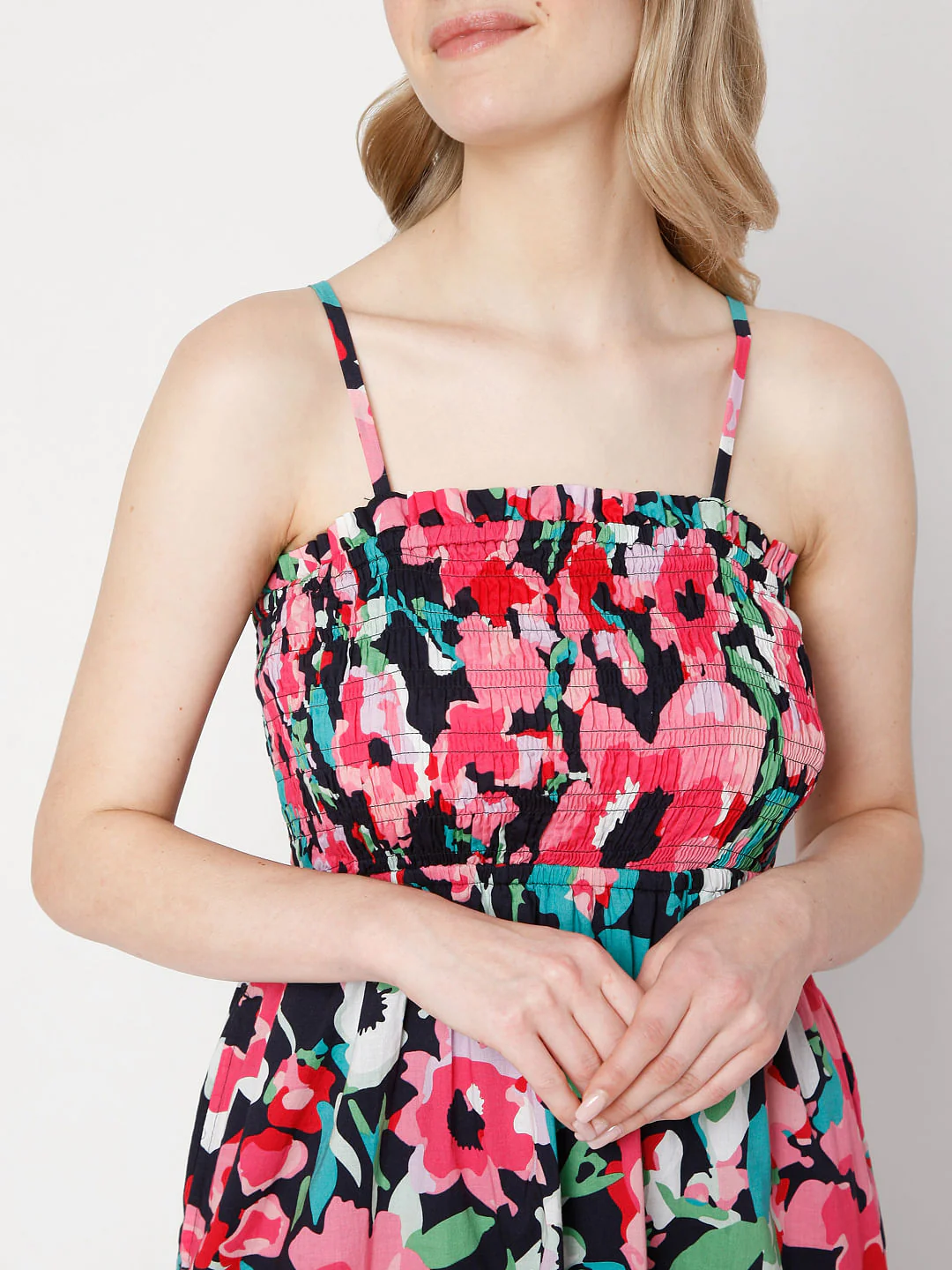Pink Floral Strappy Dress - Image 5