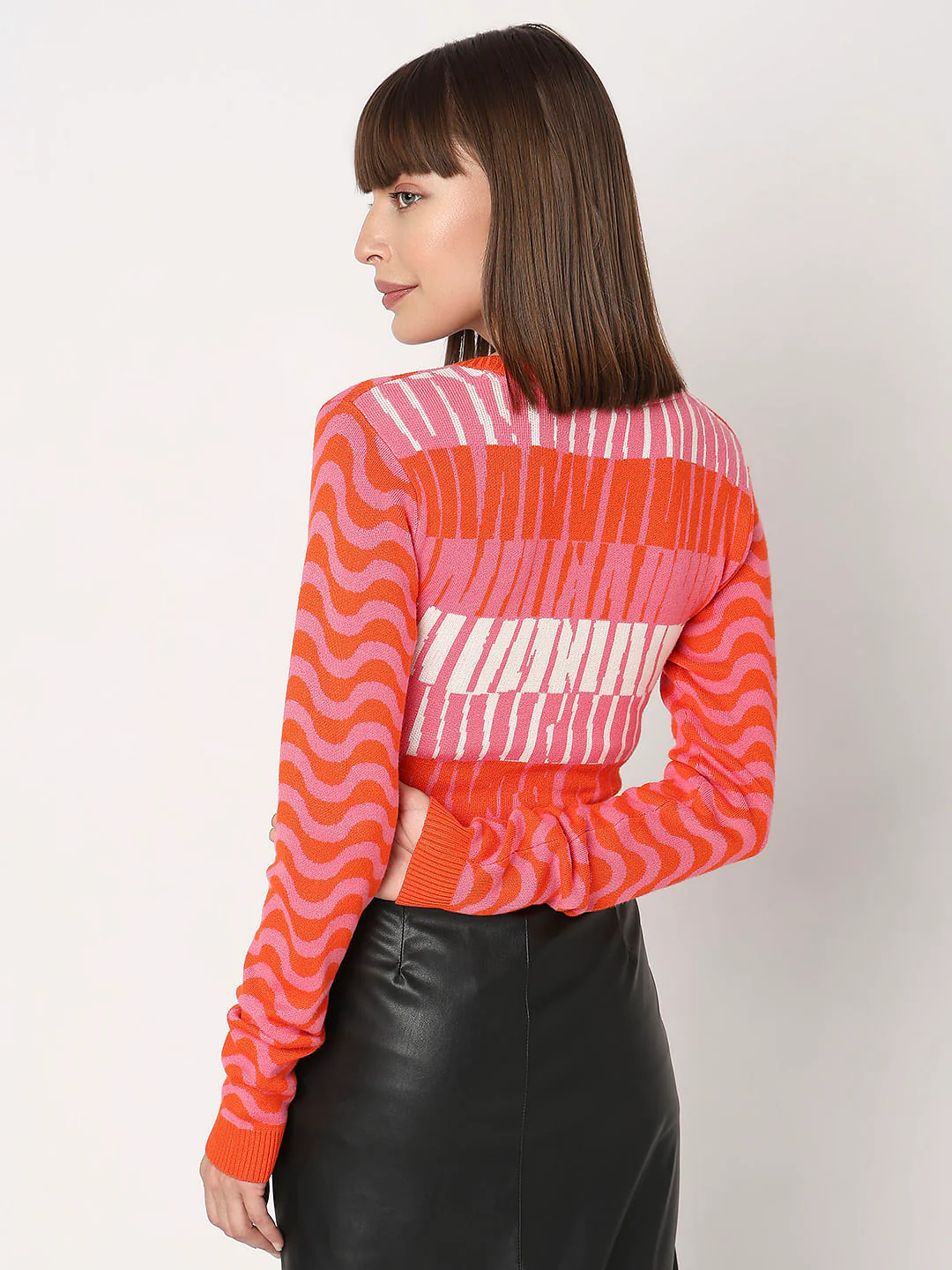 Pink & Orange Printed Sweater - Image 3
