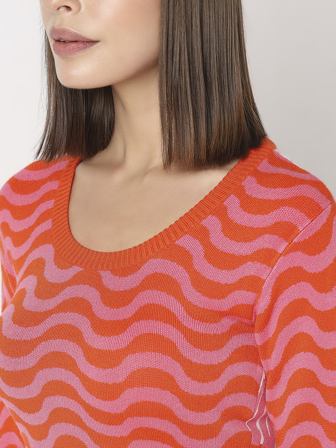 Pink & Orange Printed Sweater - Image 7
