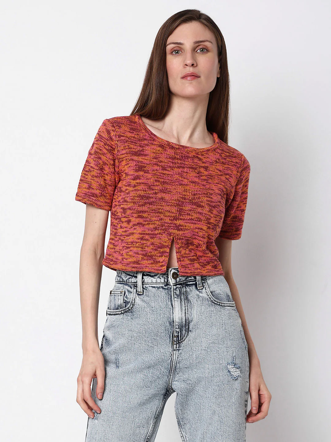 Orange Printed Cut-Out Sweater - Image 2