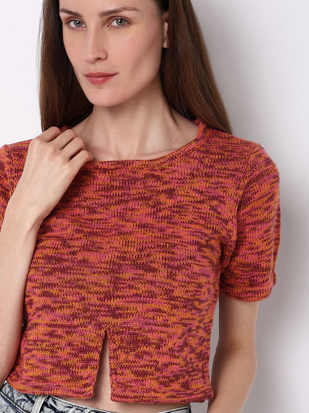 Orange Printed Cut-Out Sweater - Image 6