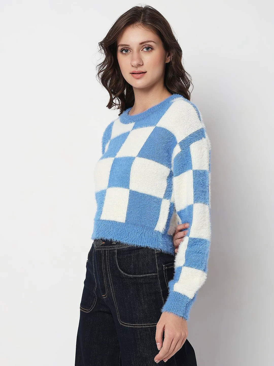 Blue & White Check Pullover - Image 3
