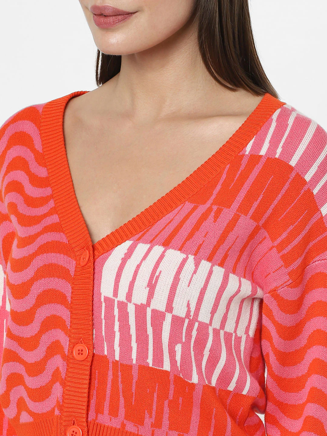 Pink & Orange Printed Cardigan - Image 8