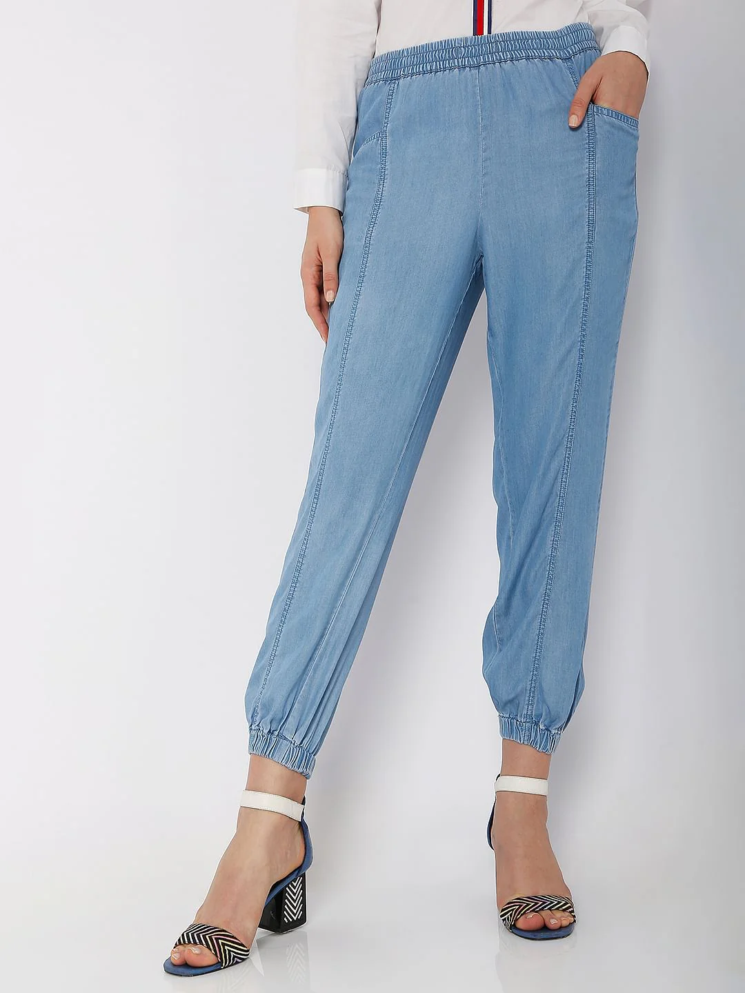 Blue Utility Cargo Denim Pants - Image 2