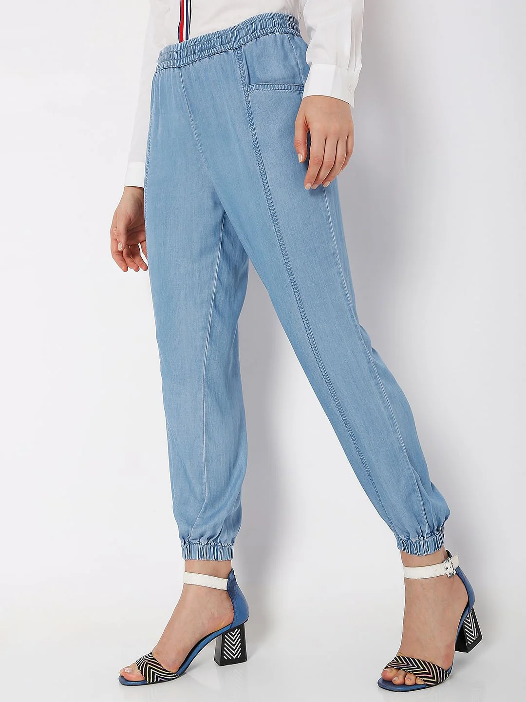 Blue Utility Cargo Denim Pants - Image 3