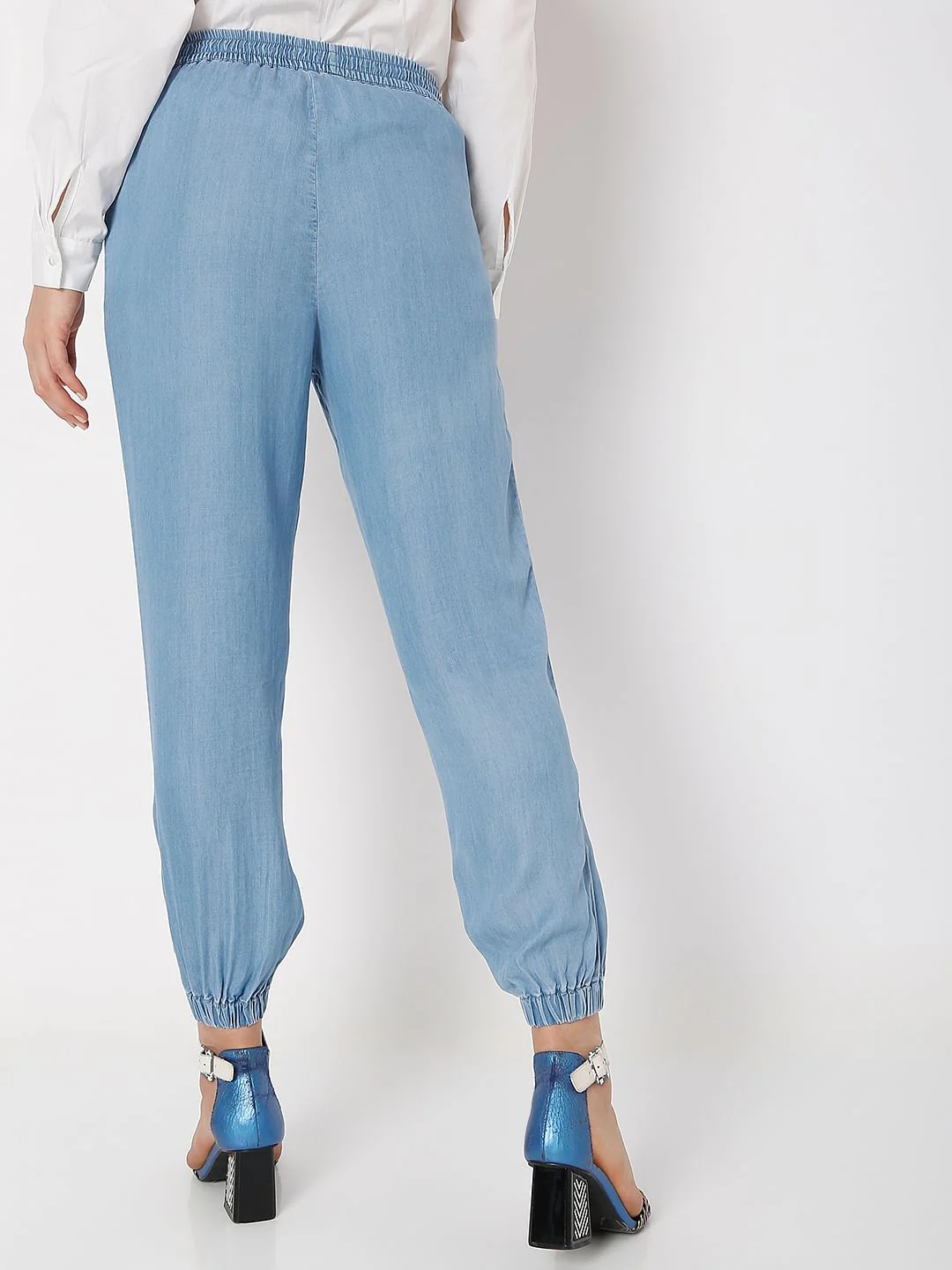 Blue Utility Cargo Denim Pants - Image 4