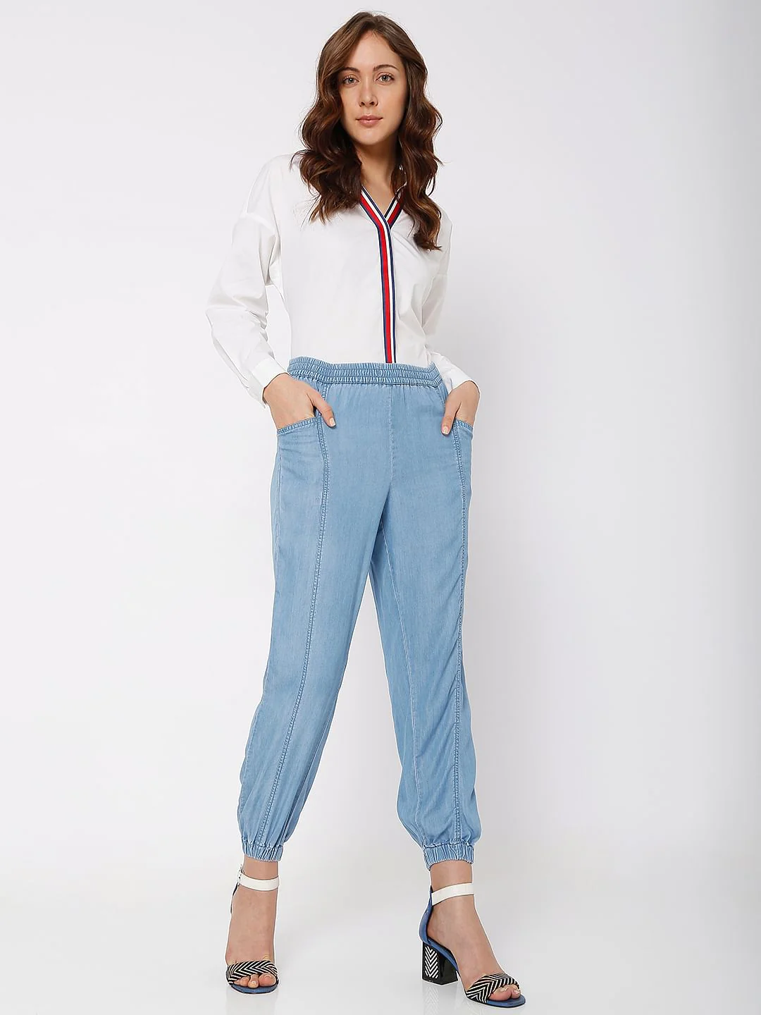 Blue Utility Cargo Denim Pants - Image 5
