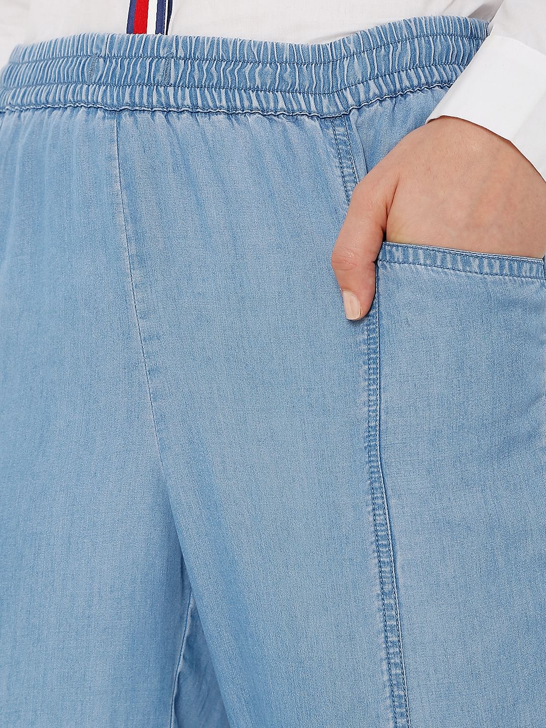 Blue Utility Cargo Denim Pants - Image 6