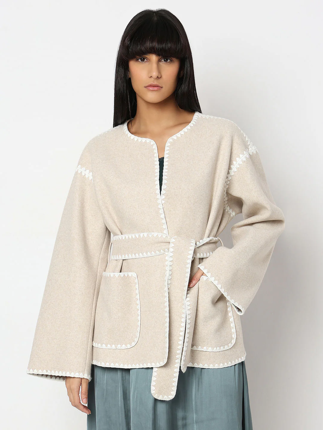 Beige Printed Jacket - Image 2