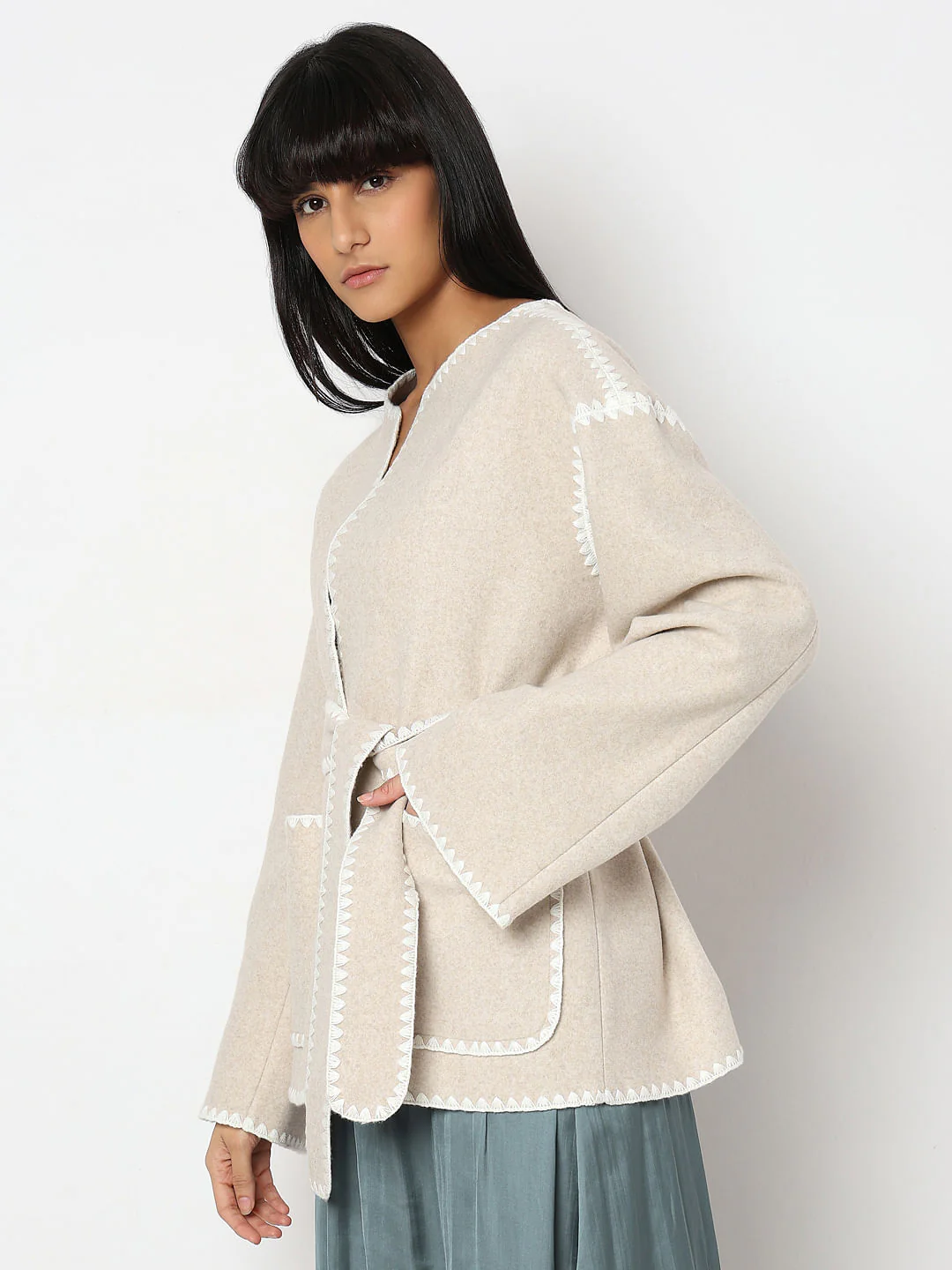 Beige Printed Jacket - Image 3