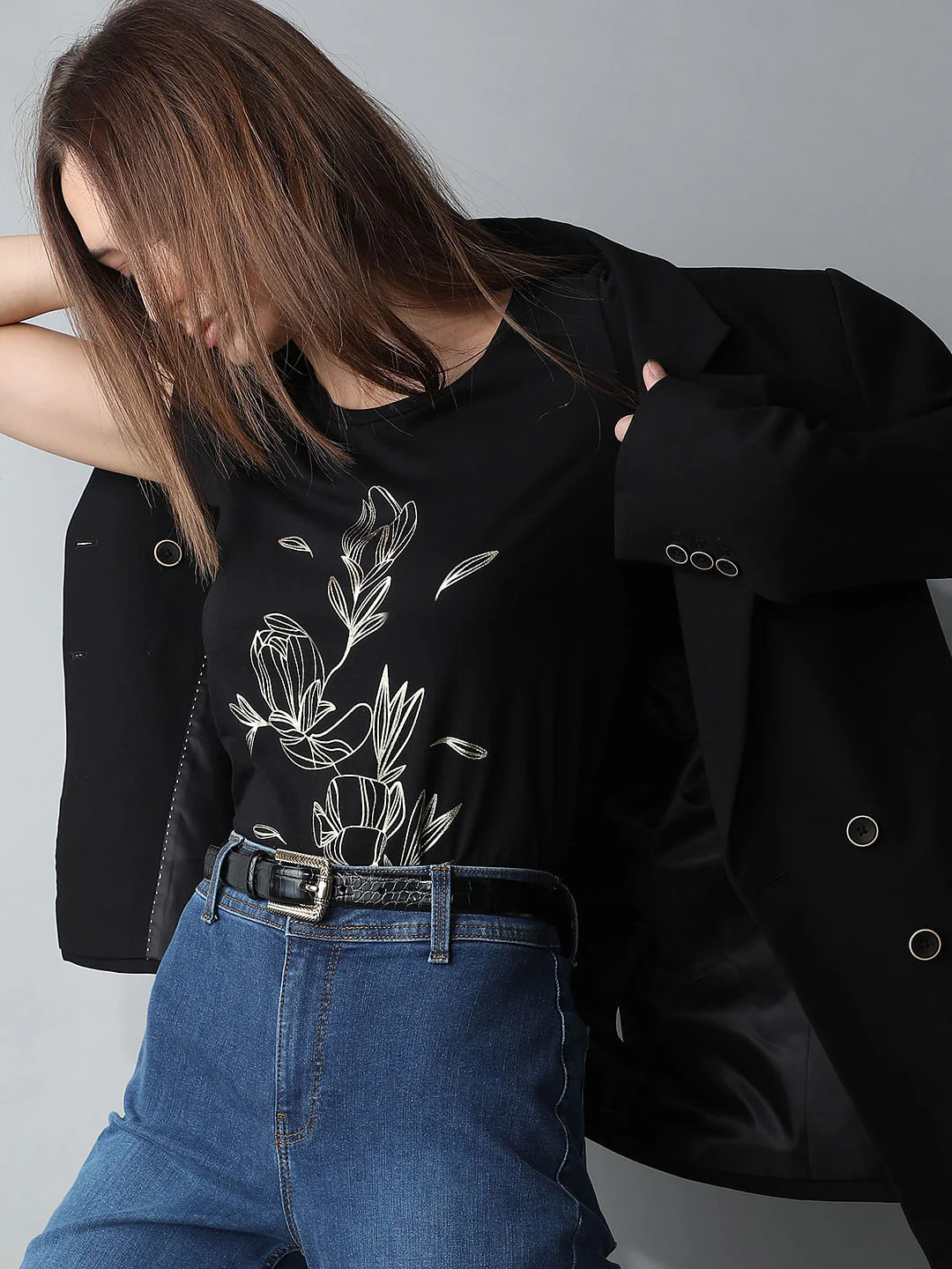 Black Foil Print T-Shirt