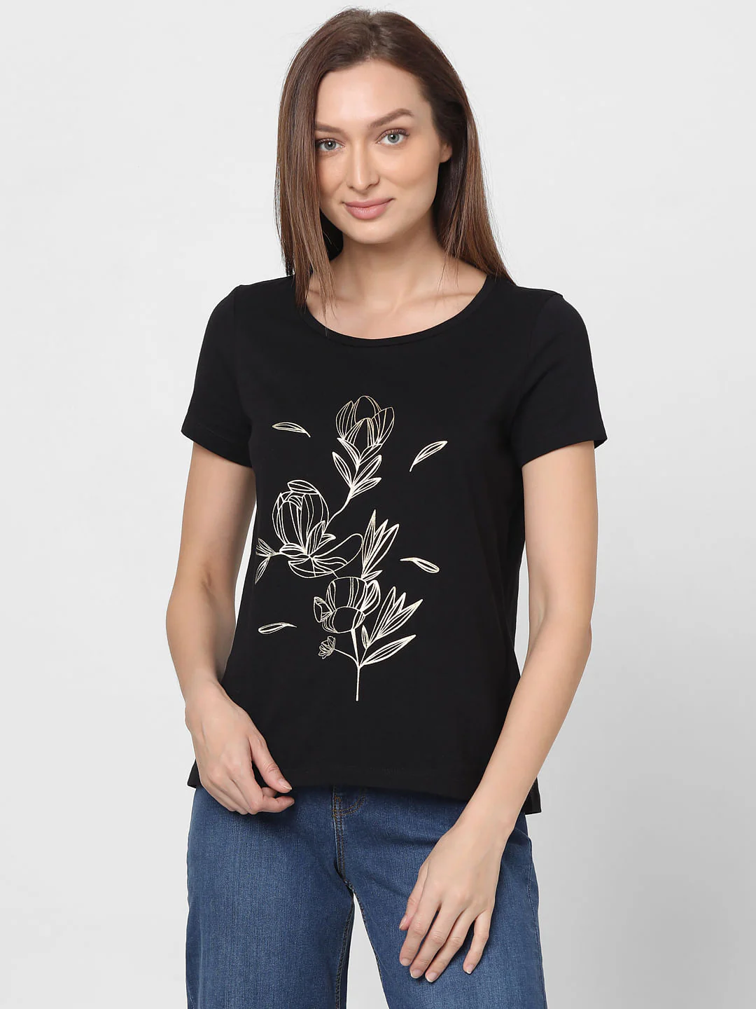 Black Foil Print T-Shirt - Image 2