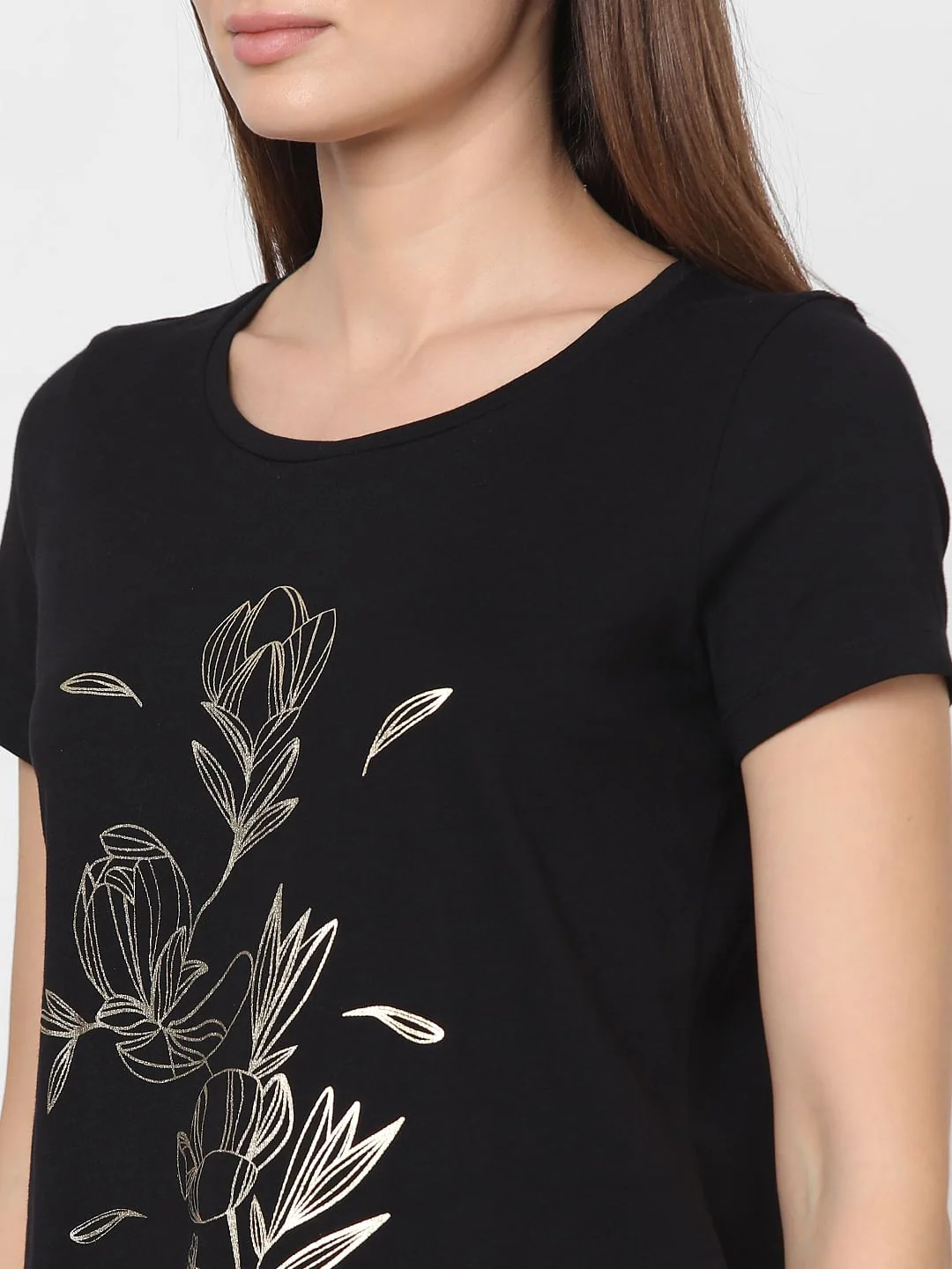 Black Foil Print T-Shirt - Image 6