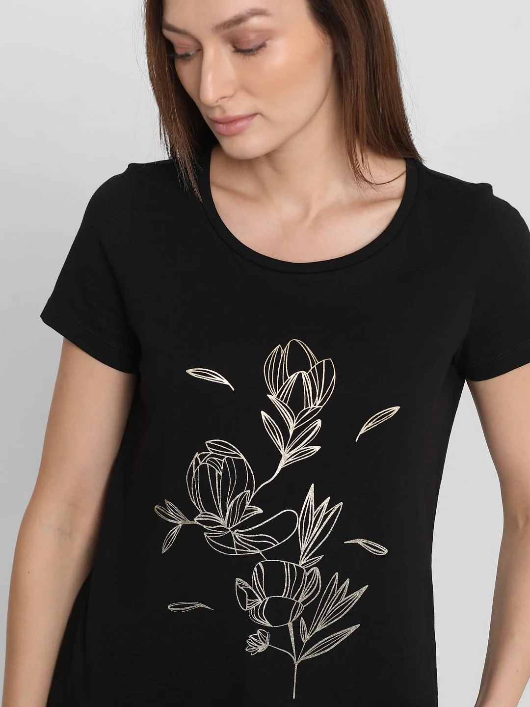 Black Foil Print T-Shirt - Image 8