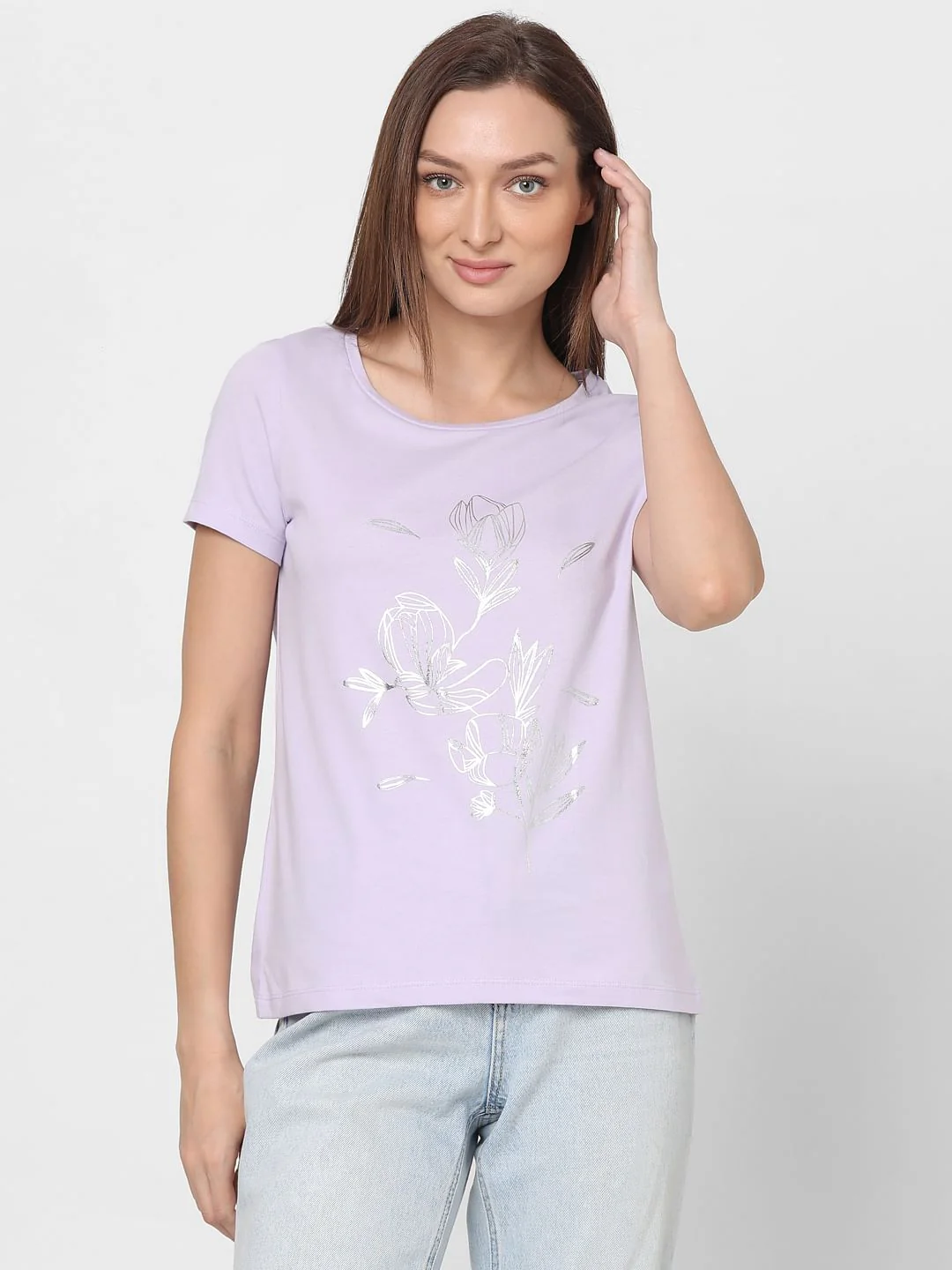 Lilac Foil Print T-Shirt - Image 2