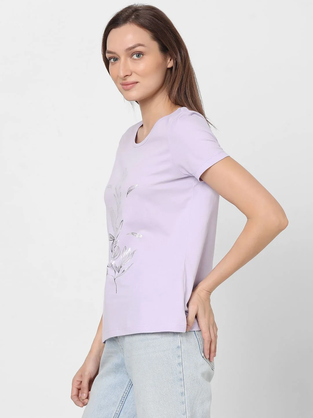 Lilac Foil Print T-Shirt - Image 3