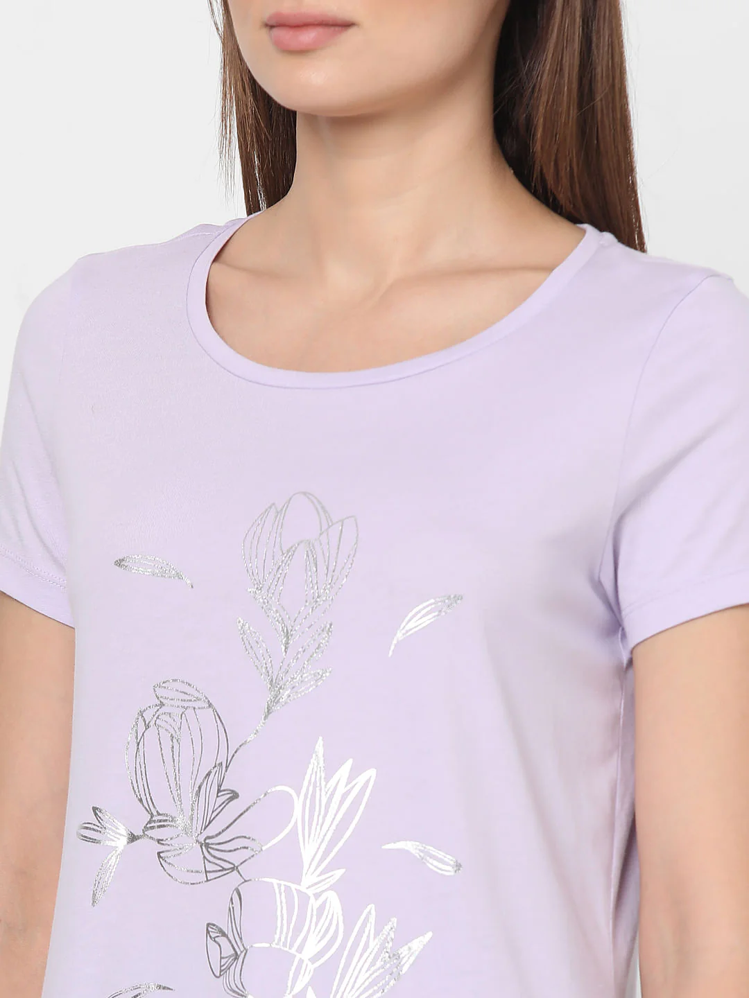 Lilac Foil Print T-Shirt - Image 6