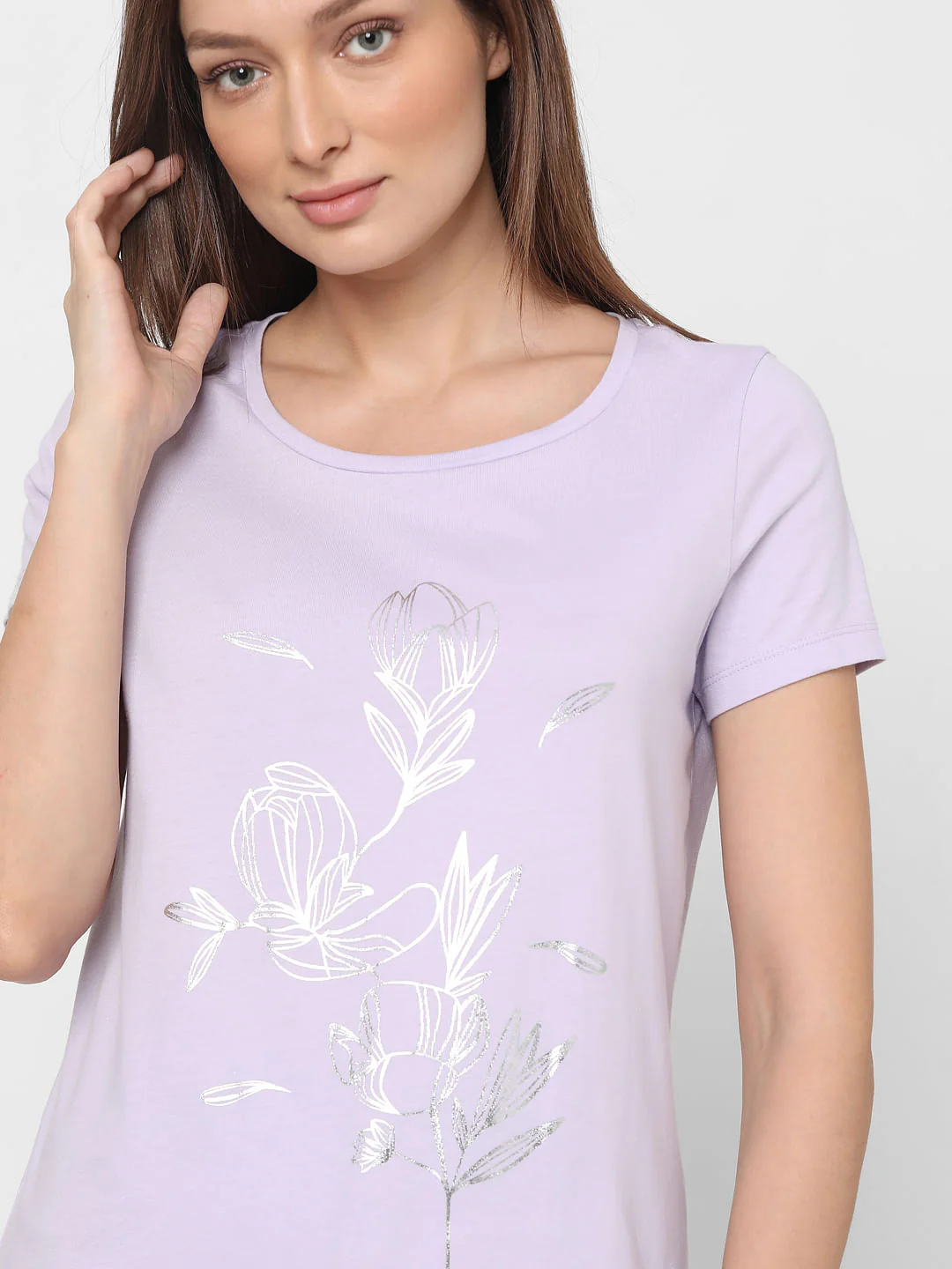 Lilac Foil Print T-Shirt - Image 8