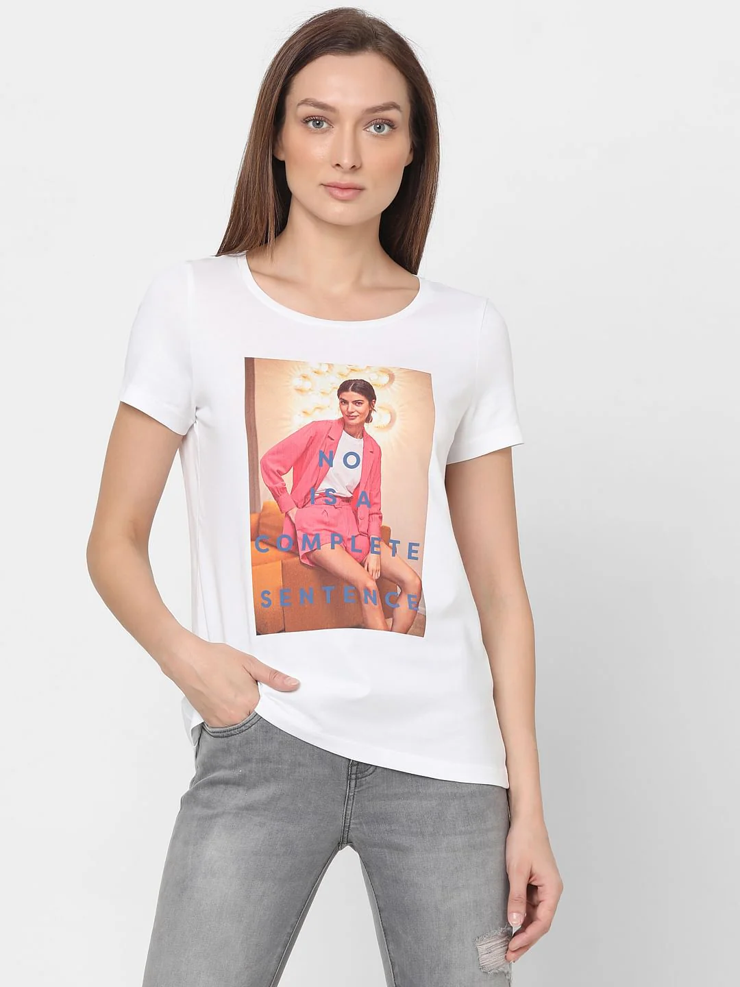 White Graphic Print T-Shirt - Image 2