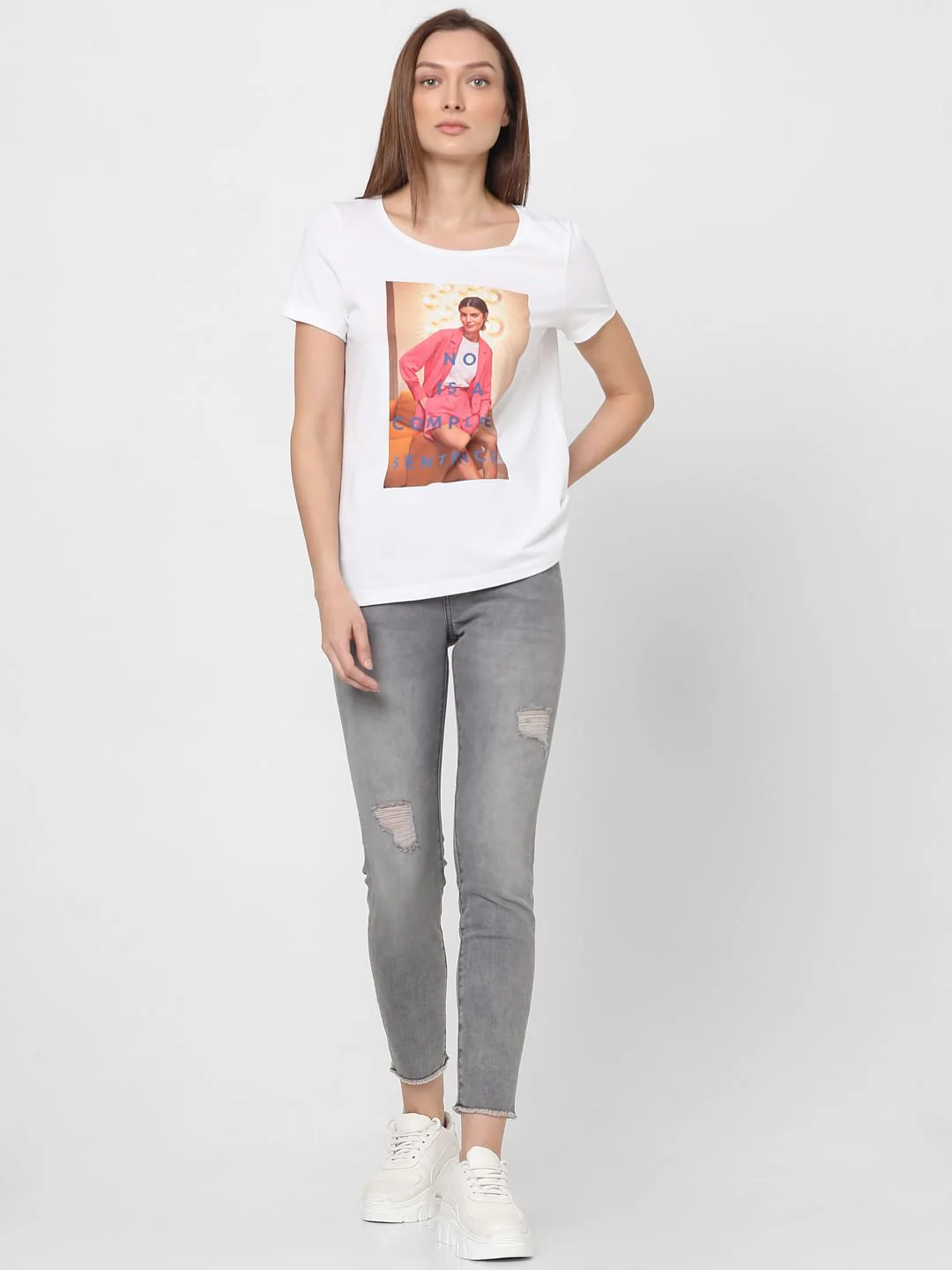 White Graphic Print T-Shirt - Image 5
