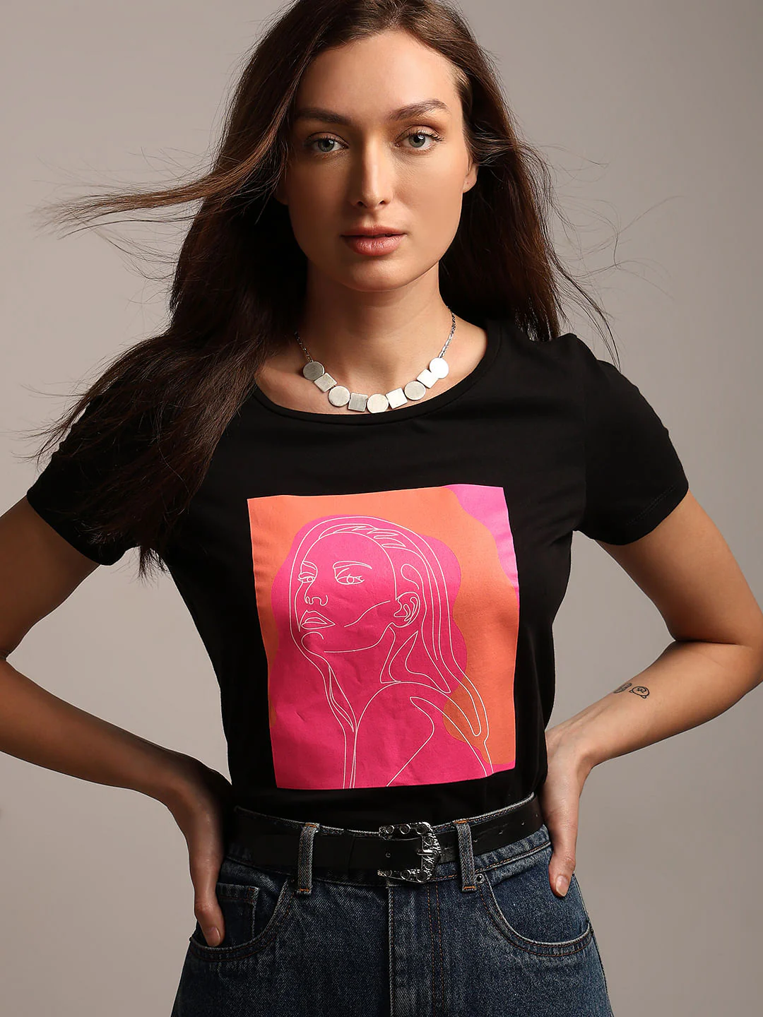 Black Graphic Print T-Shirt