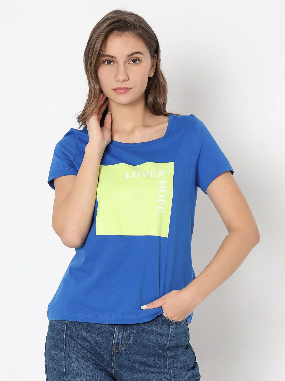 Blue Text Print T-Shirt - Image 2
