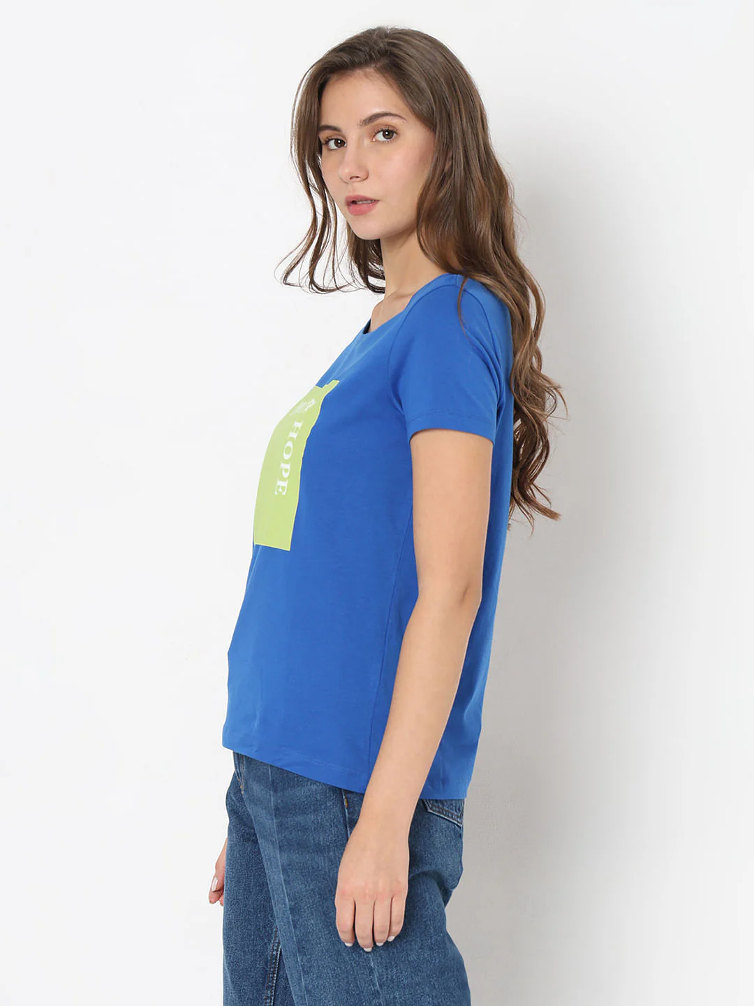 Blue Text Print T-Shirt - Image 3