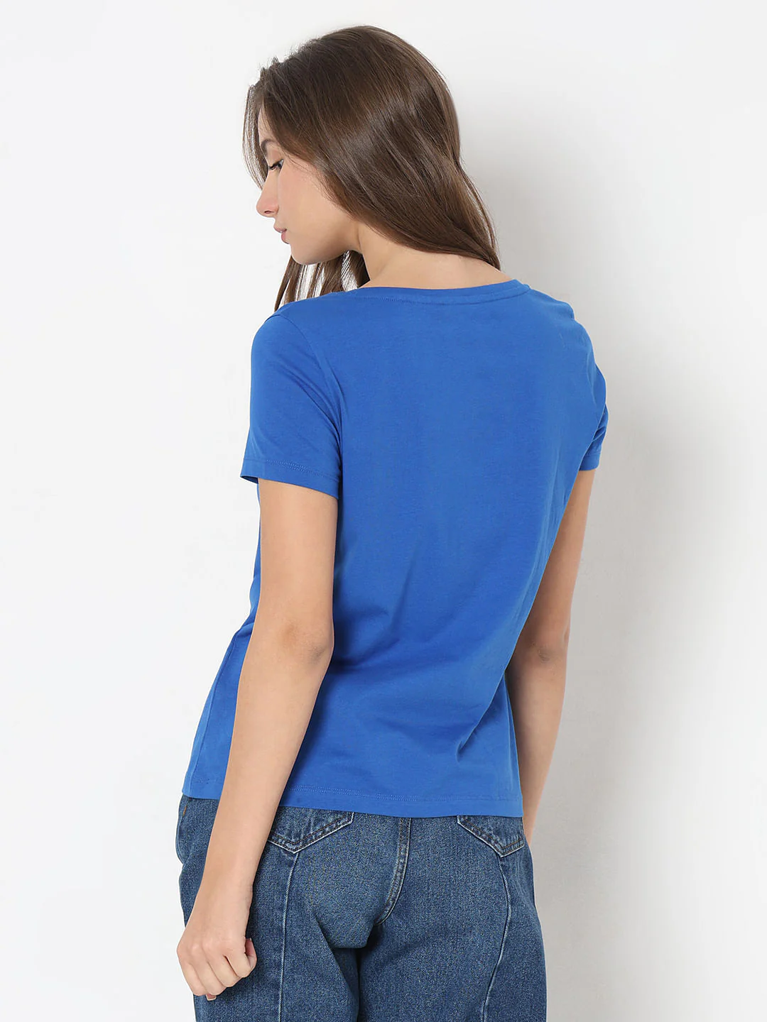 Blue Text Print T-Shirt - Image 4