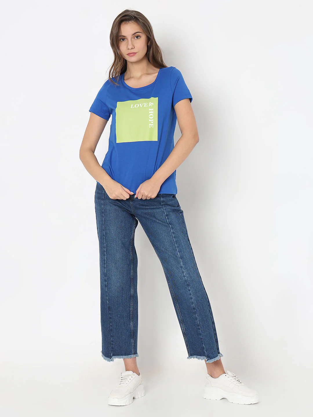 Blue Text Print T-Shirt - Image 5