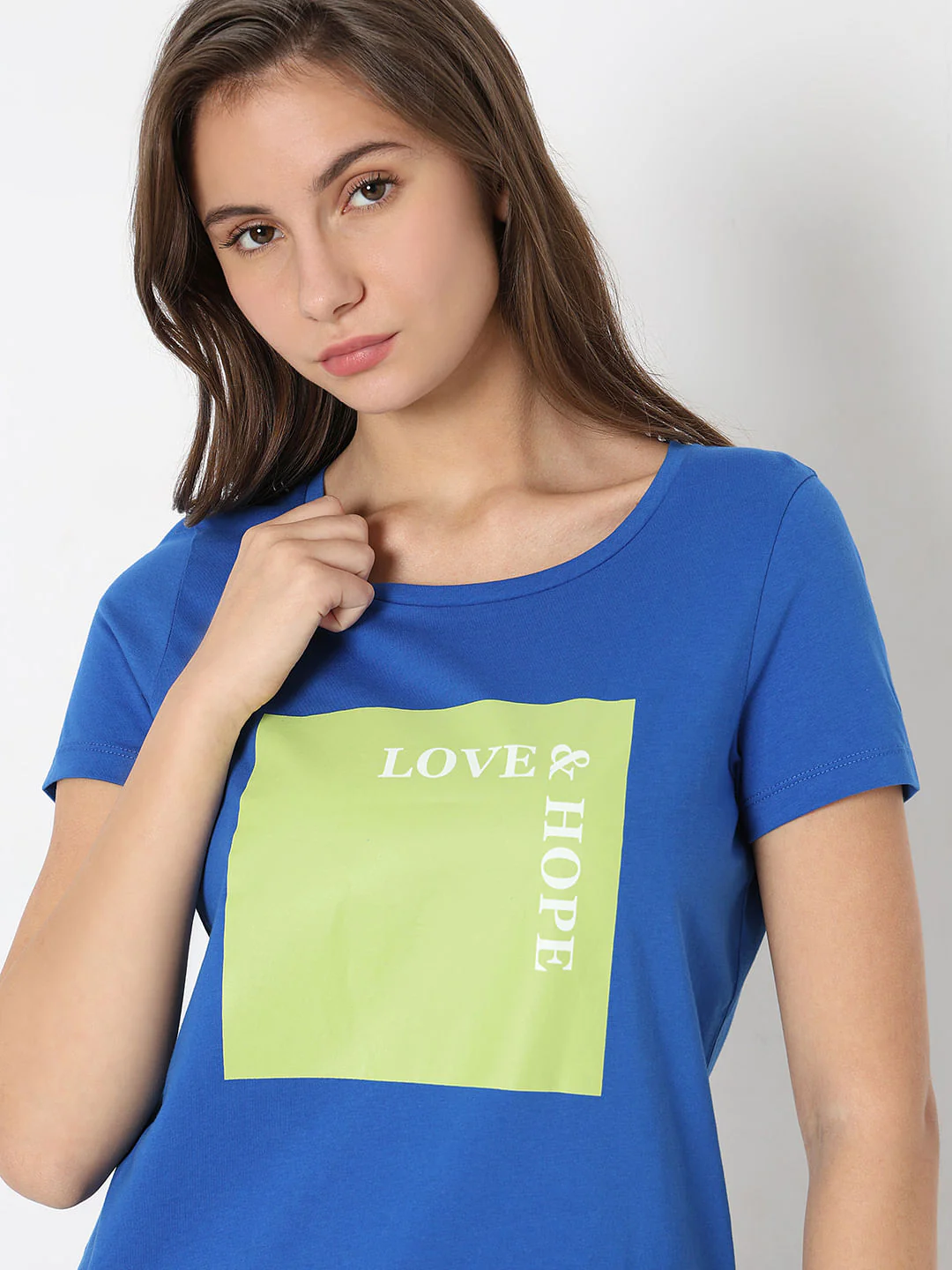 Blue Text Print T-Shirt - Image 6