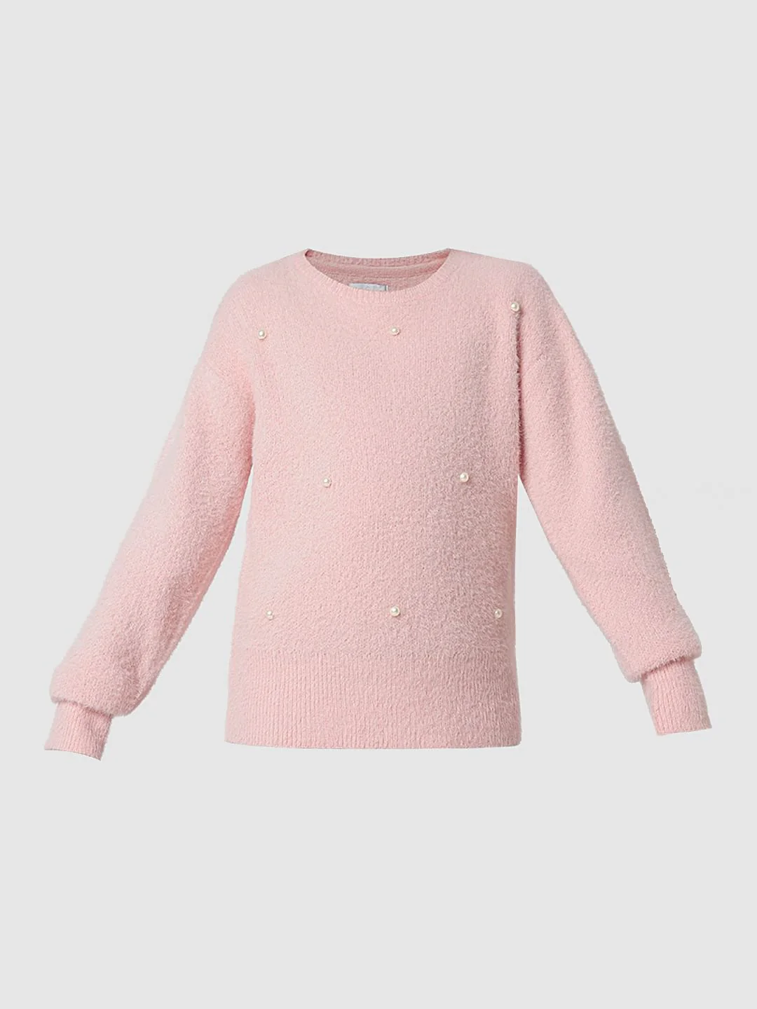 Girl Pink Pearl Embellished Sweater - Image 6