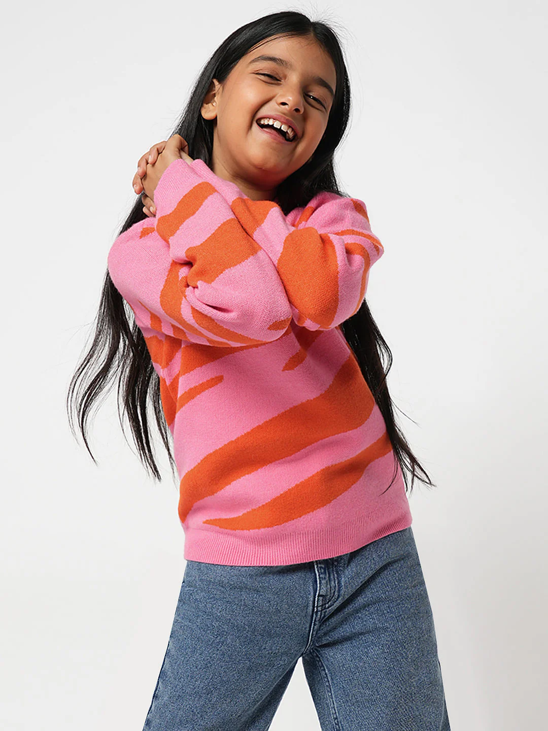 Girl Pink Printed Sweater - Image 2