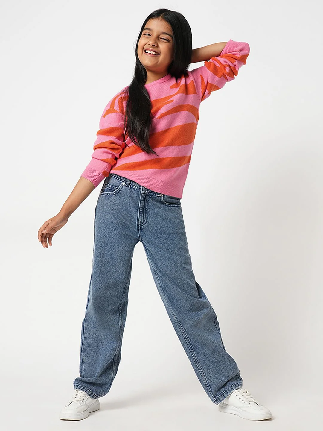 Girl Pink Printed Sweater - Image 4
