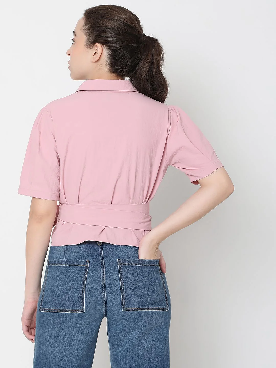 Pink Wrap Crop Top - Image 4