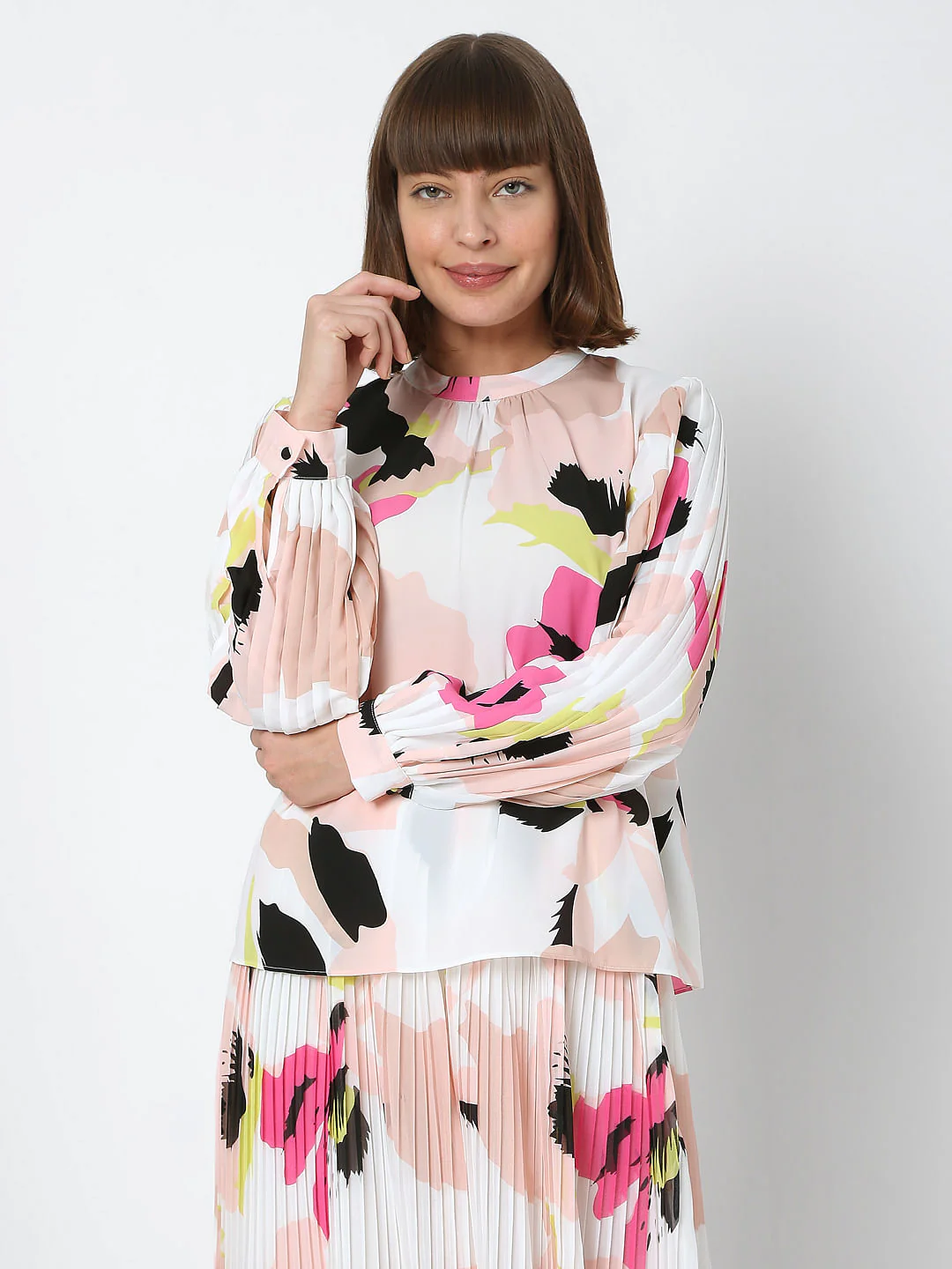 White Abstract Print Co-Ord Top - Image 2