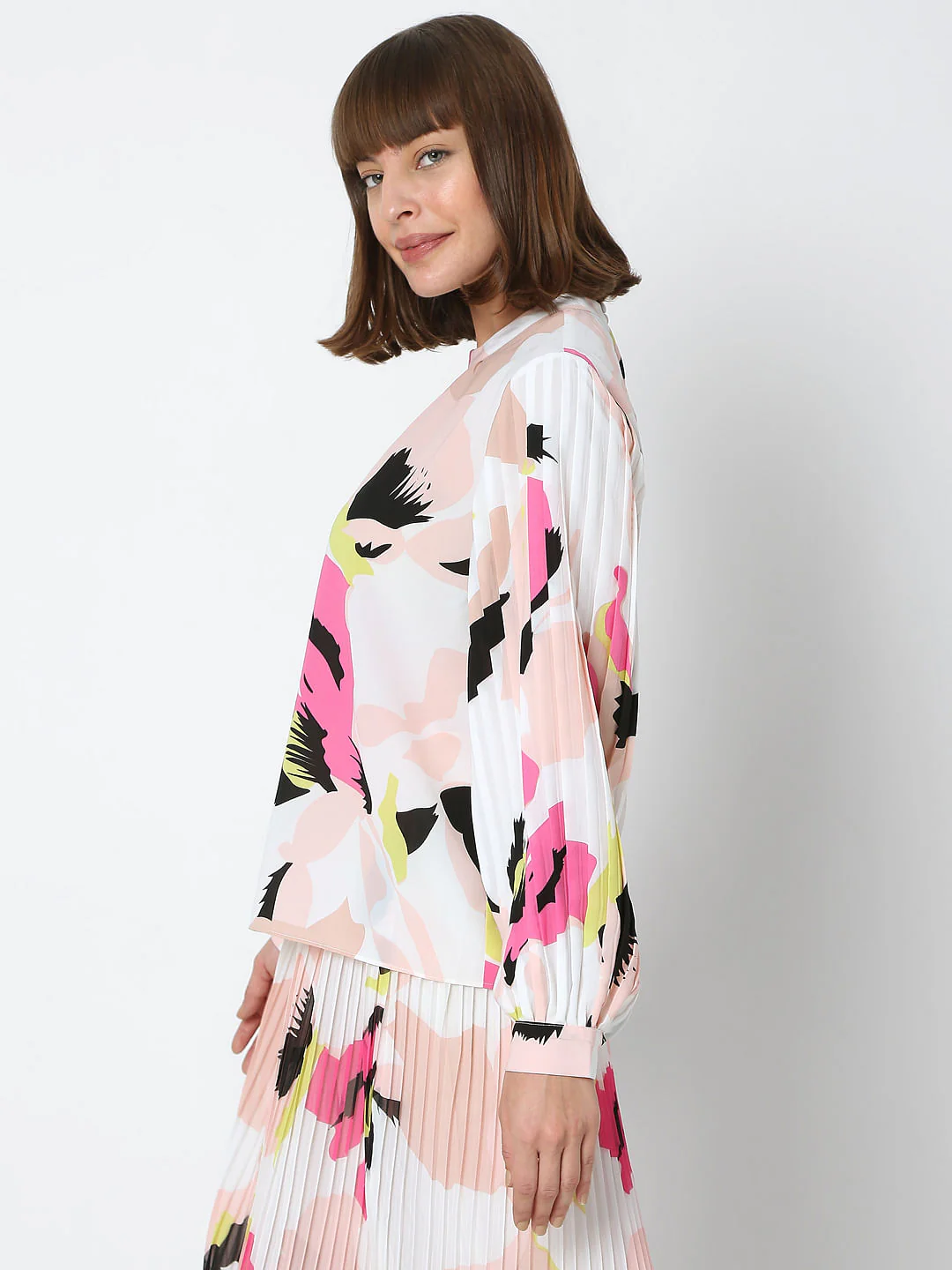 White Abstract Print Co-Ord Top - Image 3
