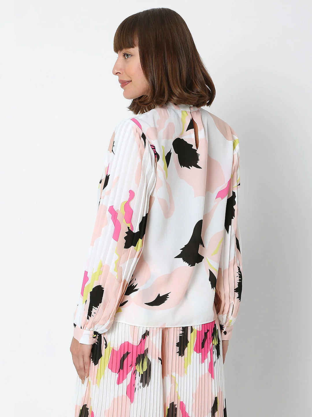 White Abstract Print Co-Ord Top - Image 4