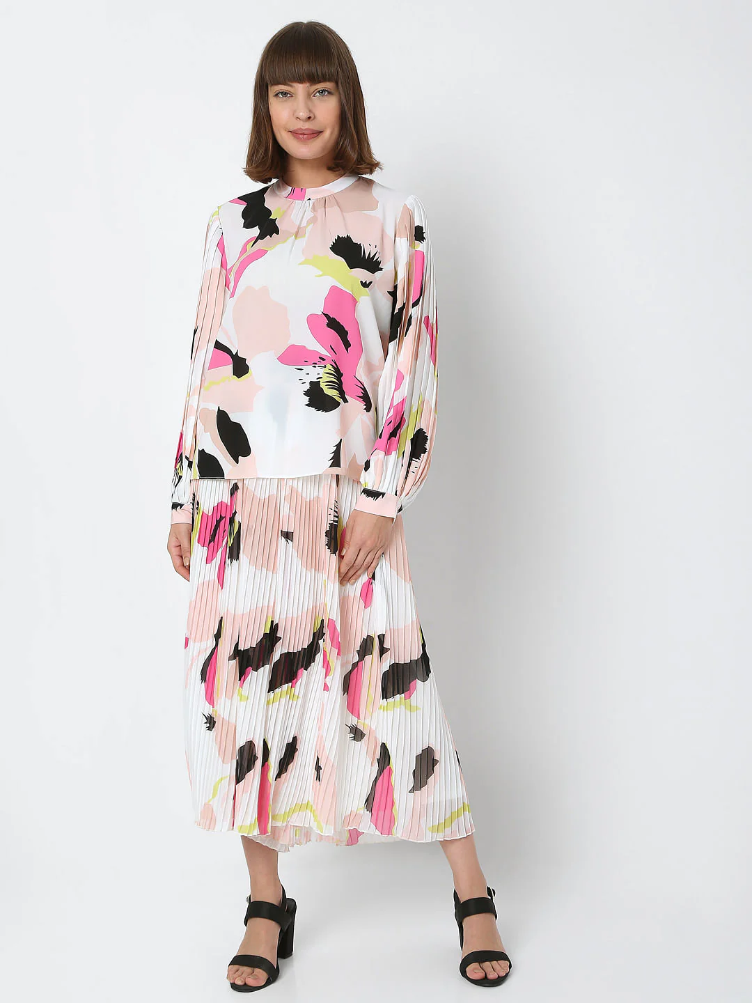 White Abstract Print Co-Ord Top - Image 5