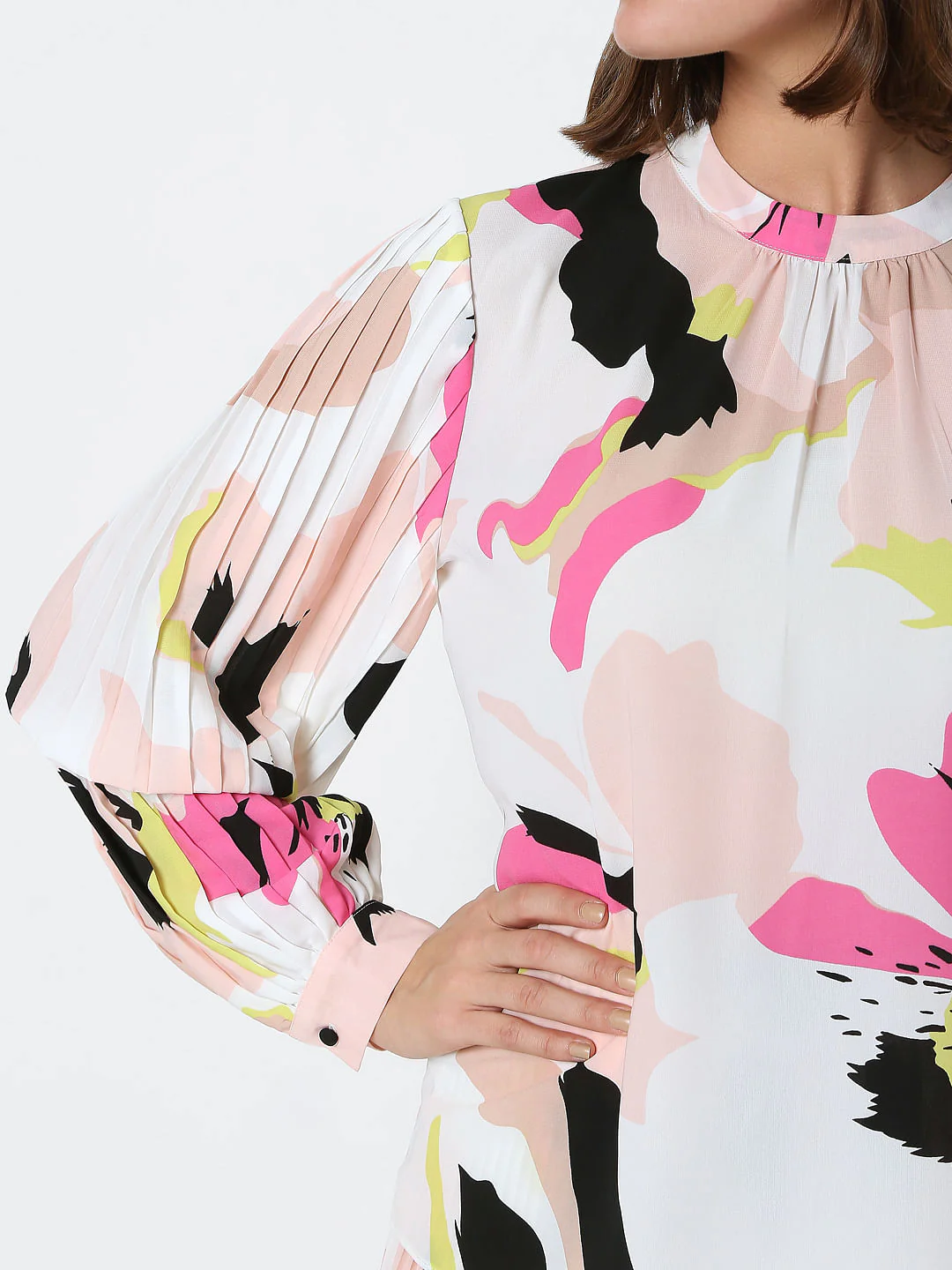 White Abstract Print Co-Ord Top - Image 6